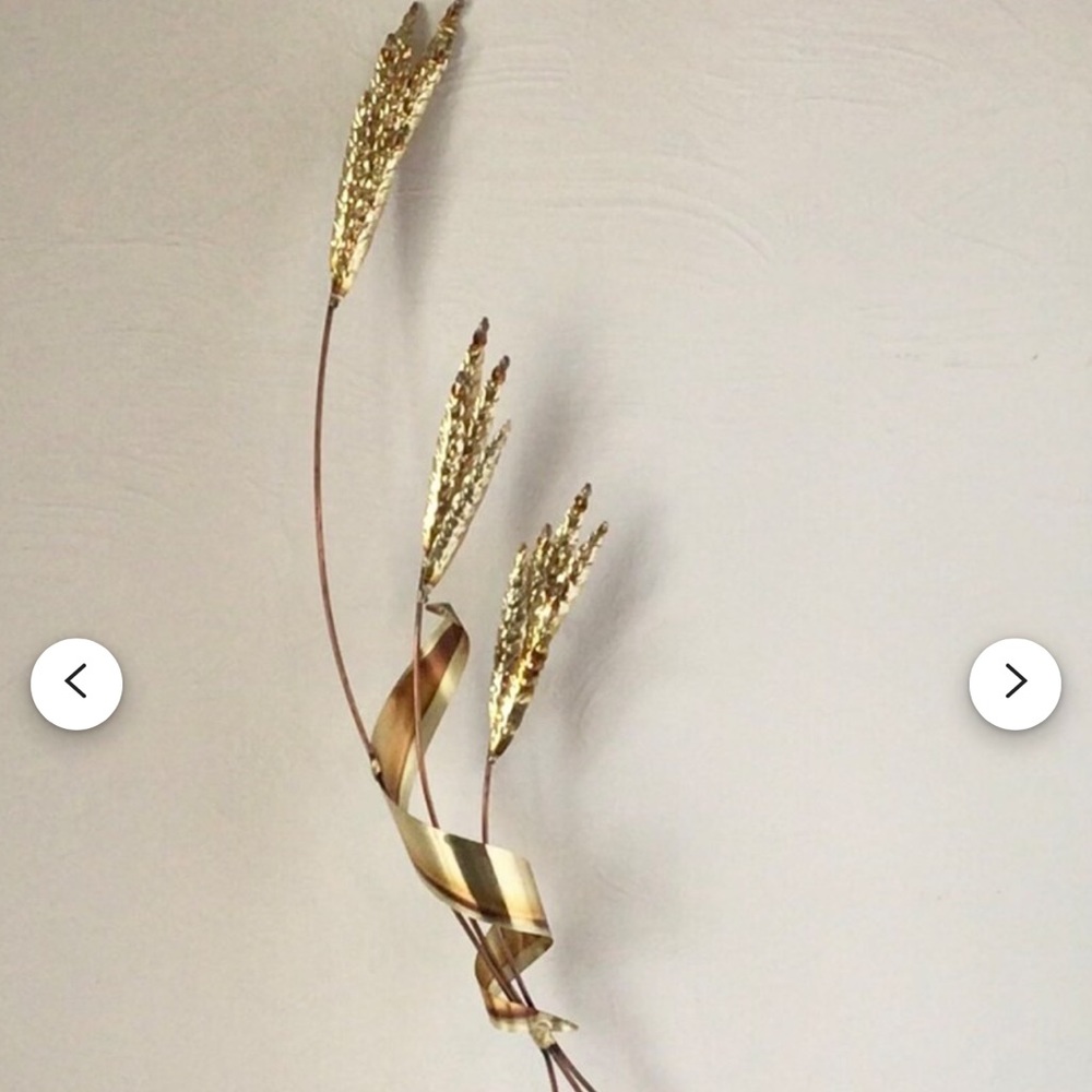 Set of gold Wheat metal vintage wall art